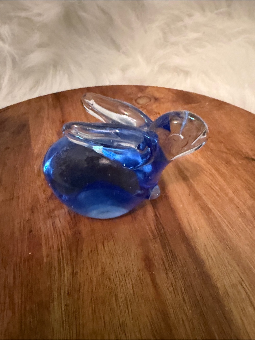 Mid Century Blue Glass Rabbit Figurine - Brand